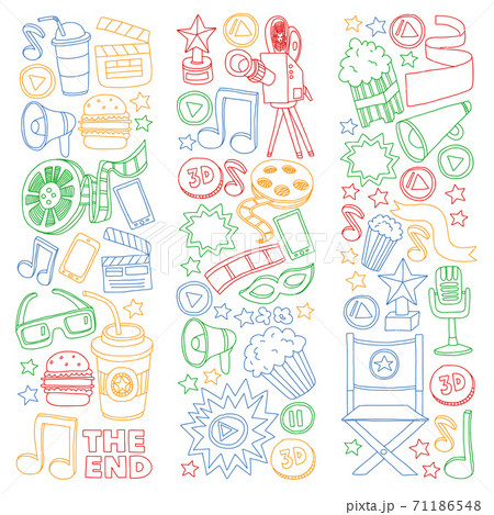 Cinema, movie. Vector film symbols and objects 71186548