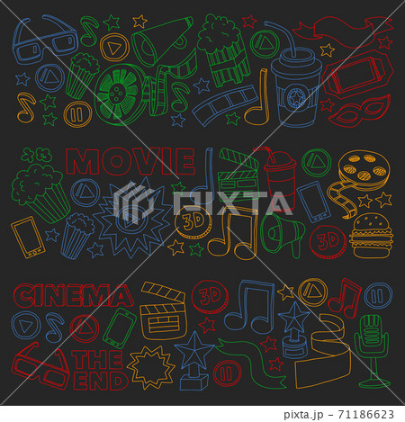 Cinema, movie. Vector film symbols and objects Cinema, movie. Vector film symbols and objects 71186623