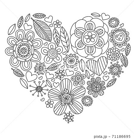 Flowers vector pattern. Background for wedding design, coloring page, book. 71186695