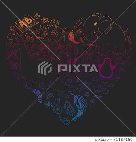 Vector kindergarten pattern with animals and toys. Illustration for little boys and girls. Vector kindergarten pattern with animals and toys. Illustration for little boys and girls. 71187160