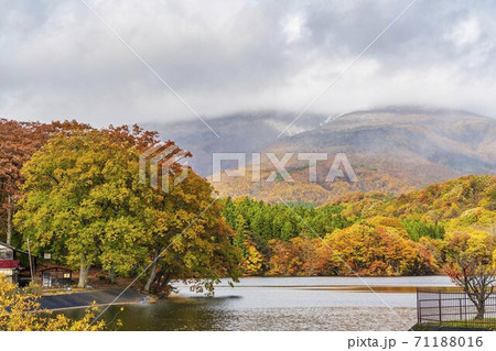 晩秋の長老湖と不忘山 宮城県七ヶ宿町 晩秋の長老湖と不忘山 宮城県七ヶ宿町 71188016