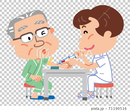 高齢者定期健診 血液検査 採血 イラストのイラスト素材