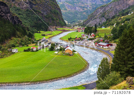 village in Flam, Norway 71192078
