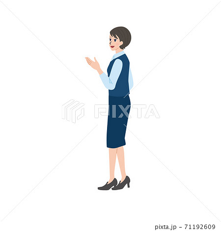 横向きの女性 ビジネスウーマン 受付 のイラスト素材
