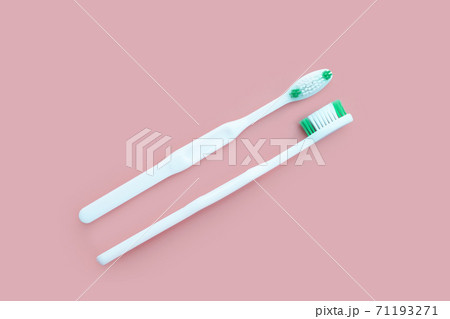 Top view of toothbrushes. Dental care concept Top view of toothbrushes. Dental care concept 71193271