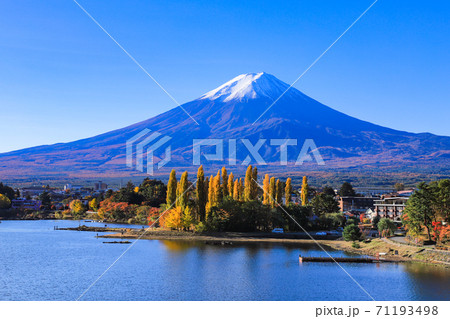 河口湖大橋から望む富士山＆大池公園 71193498