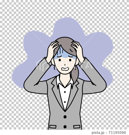 会社員の女性　不安　パニック　仕草 71195098