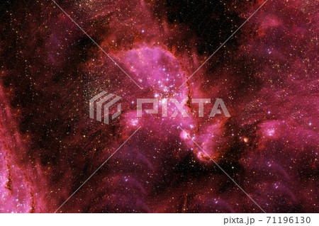 Red galaxy with stars and nebulae. Elements of this image furnished by NASA were. 71196130