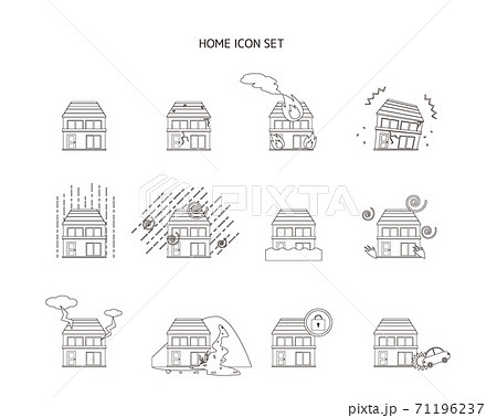 家 住宅のベクターイラスト 地震 災害 保険 のイラスト素材