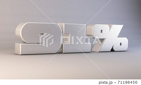 91 percent 3d metal text isolated on white, 3d render illustration 71196450