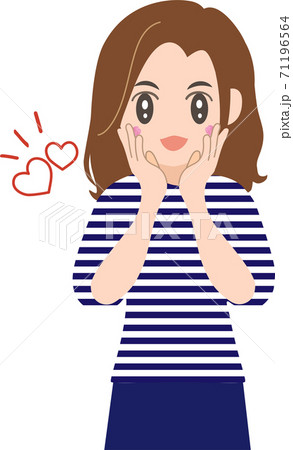 喜びにあふれている女性 セミロングのイラスト素材