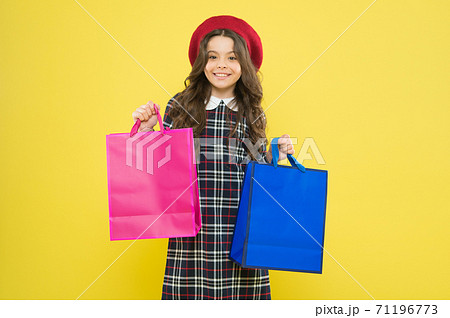 little girl in french style hat. little beauty shopaholic. Holiday present. little girl in french style hat. little beauty shopaholic. Holiday present. 71196773