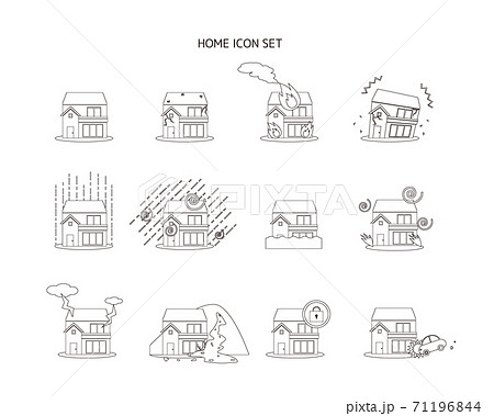 家 住宅のベクターイラスト 地震 災害 保険 のイラスト素材