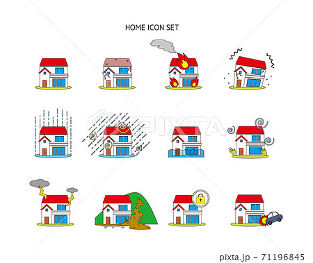 家 住宅のベクターイラスト 地震 災害 保険 のイラスト素材