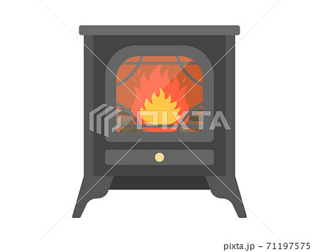 火のついた暖炉のイラストのイラスト素材