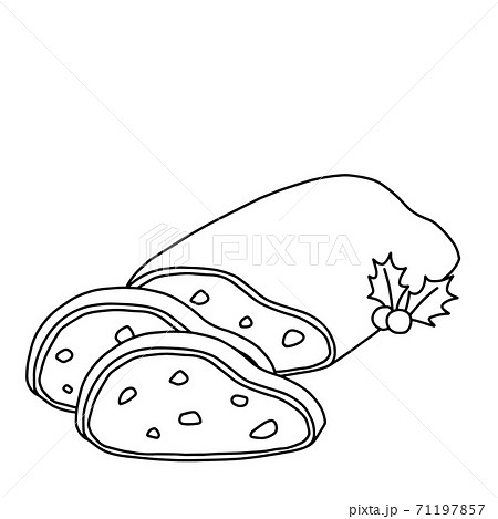 クリスマス シュトーレン かわいい 線画のイラスト素材