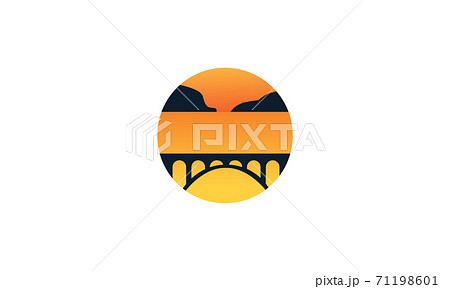 bridge with water sea river sunset logo vector icon design bridge with water sea river sunset logo vector icon design 71198601