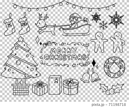 Hand-painted monochrome Christmas material summary 71198718