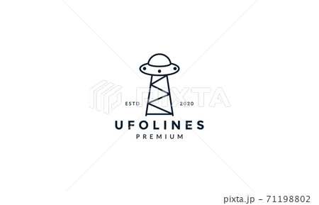 Ufo Plane Line Art Outline Logo Vector Icon Designのイラスト素材