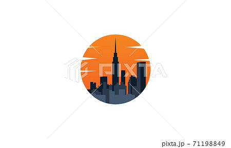 city building with sunset panoramic logo vector icon illustration 71198849