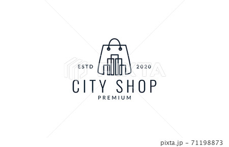 Shopping Bag With City Line Outline Logo のイラスト素材