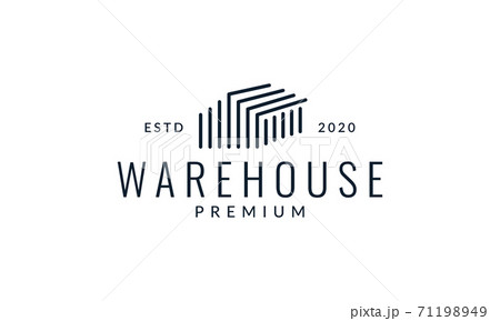 Modern Line Or Outline Warehouse Logo Vector のイラスト素材