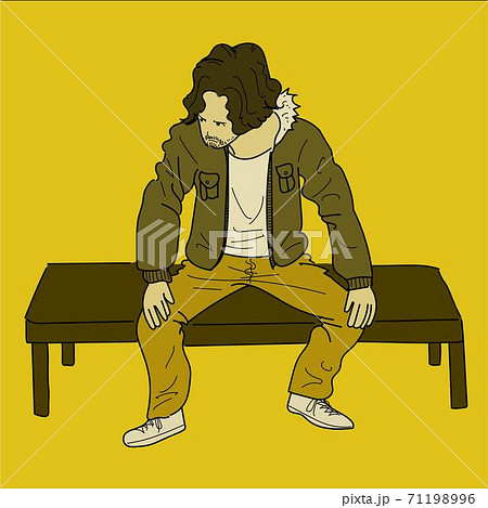 ベンチで休むおじさん 71198996