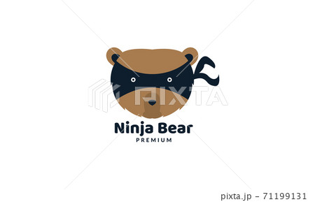 bear head cute as ninja logo vector  illustration design 71199131