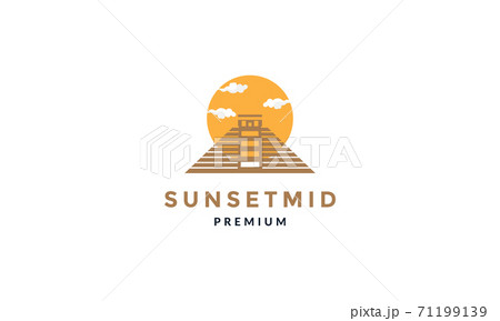 pyramid with sunset vintage logo vector  illustration design 71199139