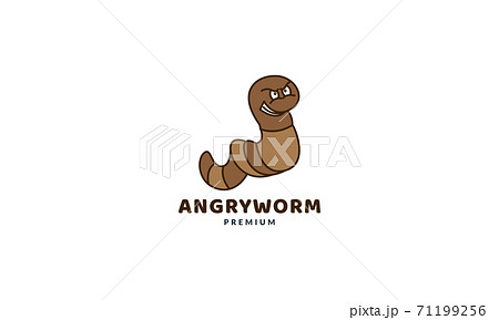 worm angry face cute cartoon logo vector icon illustration design 71199256