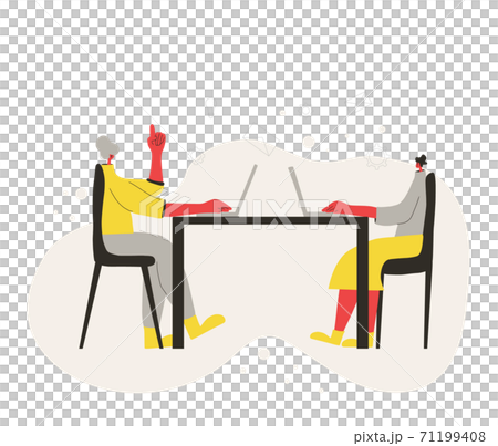 Man work with laptop. Vector flat design. Man work with laptop. Vector flat design. 71199408