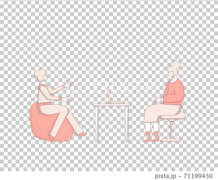 Online stress therapy scene. Color vector flat. Online stress therapy scene. Color vector flat. 71199430
