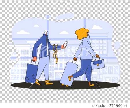 Bleisure concept. Work life balance. Vector person Bleisure concept. Work life balance. Vector person 71199444