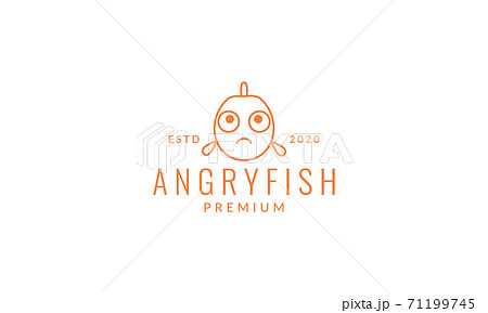 Fish Line Cartoon Sad Logo Vector Icon Stock Illustration