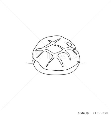 Single continuous line drawing stylized online sweet round bread shop logo label. Emblem bakery store concept. Modern one line draw design vector graphic illustration for cafe or food delivery service 71200656