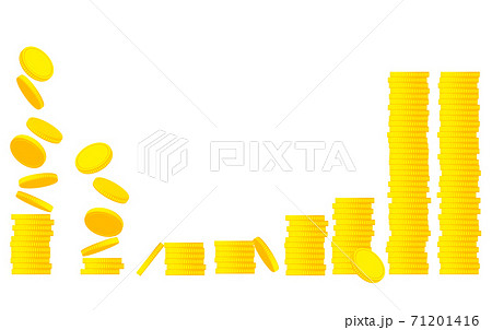 積まれたコインと落ちるコインの素材セット 積まれたコインと落ちるコインの素材セット 71201416
