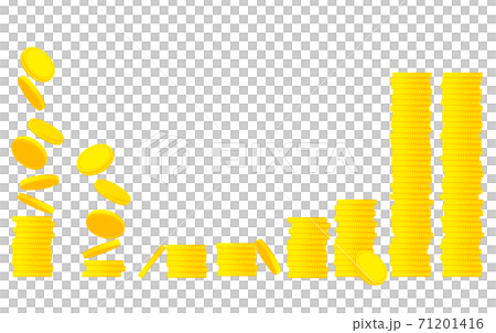 積まれたコインと落ちるコインの素材セット 積まれたコインと落ちるコインの素材セット 71201416
