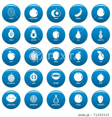 Fruits vector icons set blue, simple style 71201515