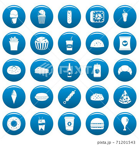 Fast food vector icons set blue, simple style Fast food vector icons set blue, simple style 71201543