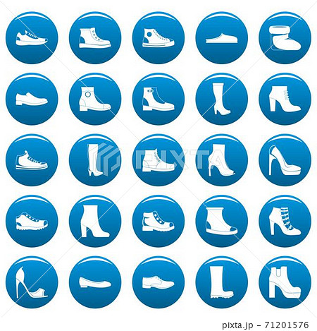 Footwear shoes vector icons set blue, simple style Footwear shoes vector icons set blue, simple style 71201576