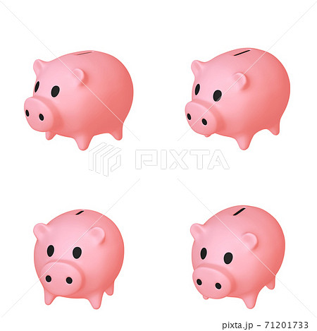 マネーのイラスト素材 豚の貯金箱 1 四点セット カット集のイラスト素材
