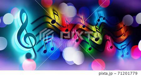 Abstract music background, musical notes and symbols for Christmas carol 71201779