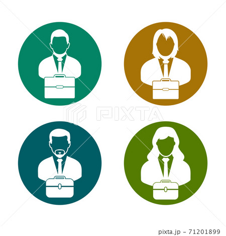 Businessman and women icon set.Button style vector EPS. 71201899