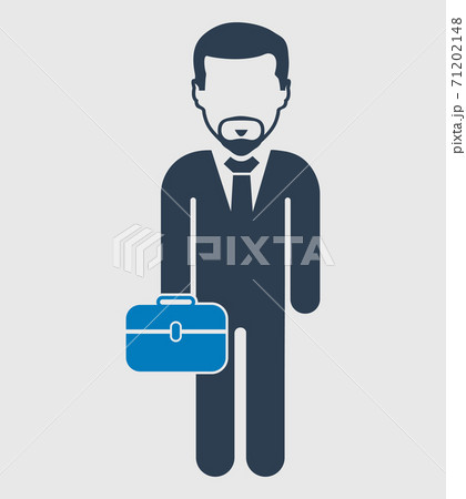 Businessman Icon with briefcase on hand. Flat style vector EPS. 71202148