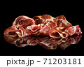 Basturma meat on black with reflection  71203181