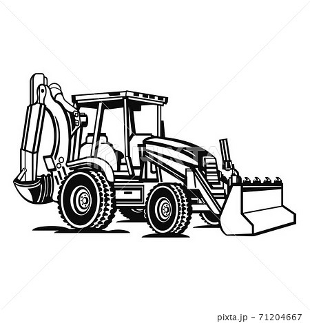 Backhoe Loader Isolated On White Background のイラスト素材