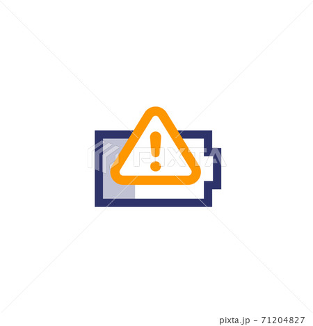 Battery warning vector icon on white 71204827