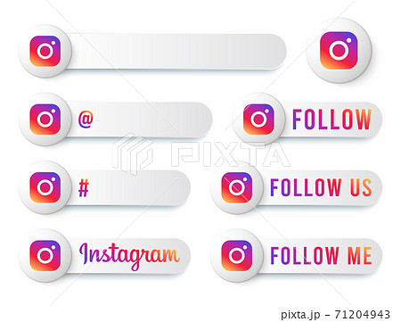 Instagram Buttons Collection With Multicolor のイラスト素材