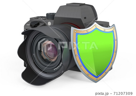 Digital camera with shield, 3D rendering 71207309