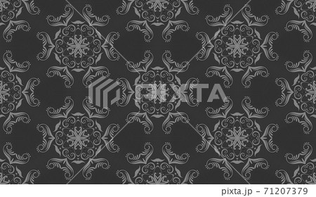 Geometrical dark grey pattern with beautiful ornate , complex texture with floral elements 71207379